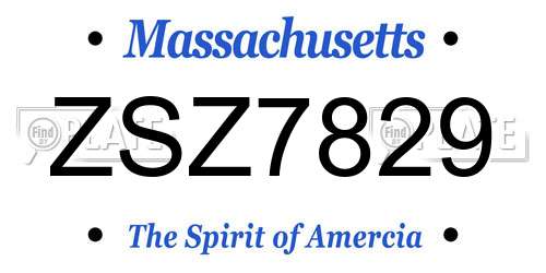 ZSZ7829 Massachusetts License Plate