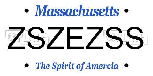 ZSZEZSS Massachusetts License Plate