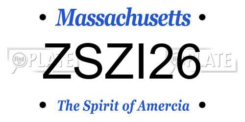 ZSZI26 Massachusetts License Plate