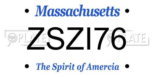 ZSZI76 Massachusetts License Plate