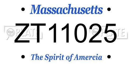 ZT11025 Massachusetts License Plate