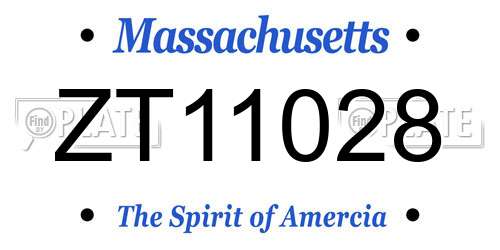 ZT11028 Massachusetts License Plate