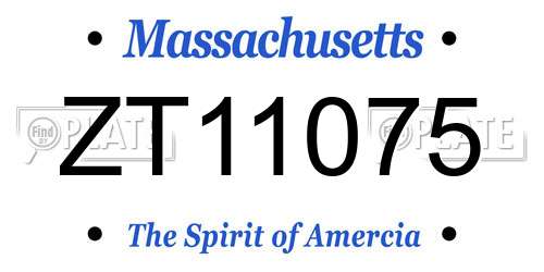 ZT11075 Massachusetts License Plate