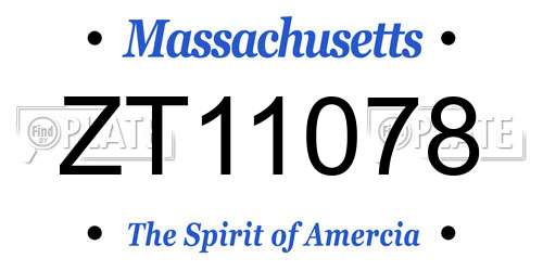 ZT11078 Massachusetts License Plate