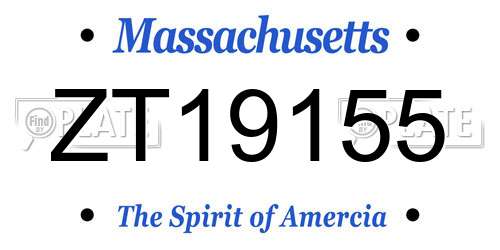 ZT19155 Massachusetts License Plate