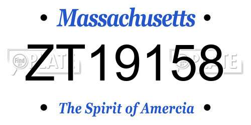 ZT19158 Massachusetts License Plate