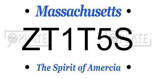 ZT1T5S Massachusetts License Plate
