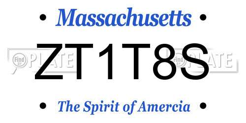 ZT1T8S Massachusetts License Plate