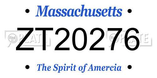 ZT20276 Massachusetts License Plate