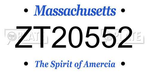 ZT20552 Massachusetts License Plate
