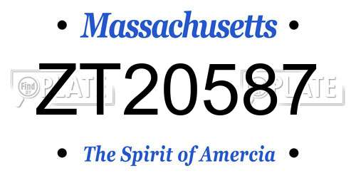 ZT20587 Massachusetts License Plate