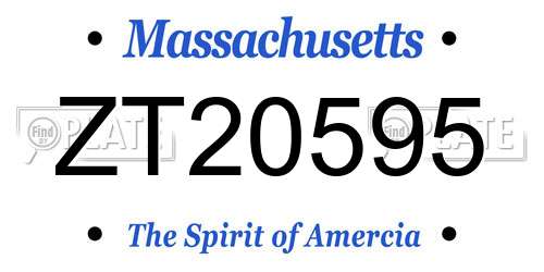ZT20595 Massachusetts License Plate