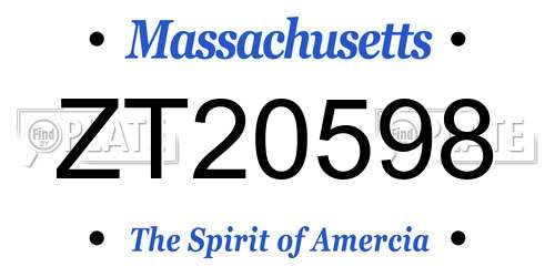 ZT20598 Massachusetts License Plate