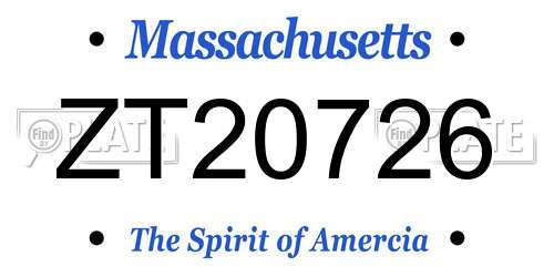 ZT20726 Massachusetts License Plate