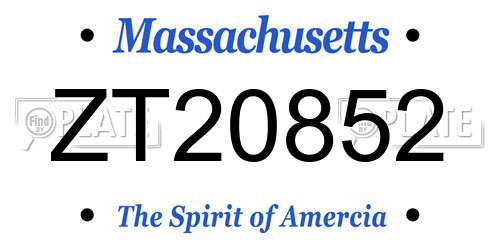 ZT20852 Massachusetts License Plate