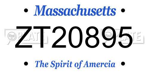 ZT20895 Massachusetts License Plate