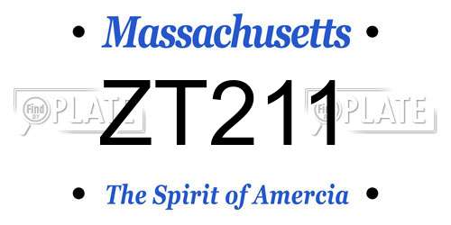 ZT211 Massachusetts License Plate