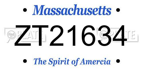 ZT21634 Massachusetts License Plate