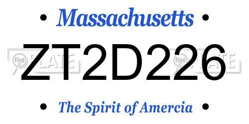 ZT2D226 Massachusetts License Plate