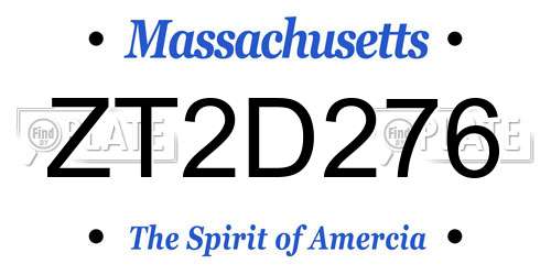 ZT2D276 Massachusetts License Plate