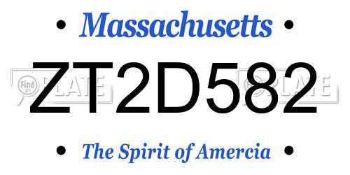 ZT2D582 Massachusetts License Plate