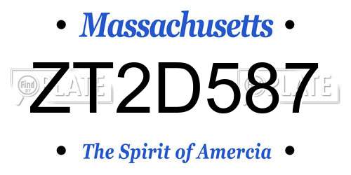 ZT2D587 Massachusetts License Plate