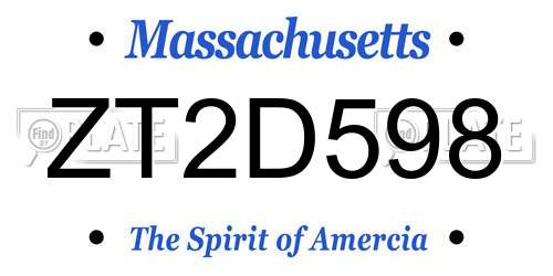 ZT2D598 Massachusetts License Plate