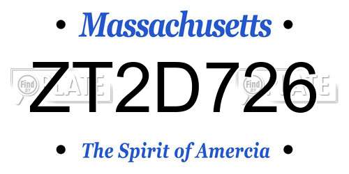 ZT2D726 Massachusetts License Plate