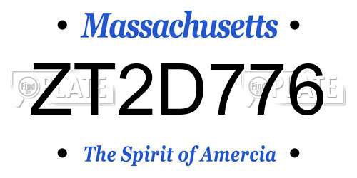 ZT2D776 Massachusetts License Plate