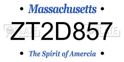 ZT2D857 Massachusetts License Plate