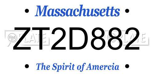 ZT2D882 Massachusetts License Plate