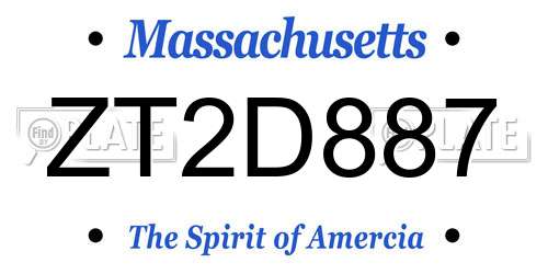 ZT2D887 Massachusetts License Plate