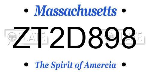 ZT2D898 Massachusetts License Plate