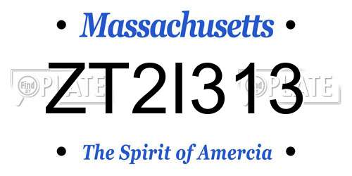 ZT2I313 Massachusetts License Plate