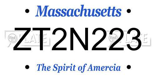 ZT2N223 Massachusetts License Plate