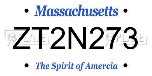 ZT2N273 Massachusetts License Plate