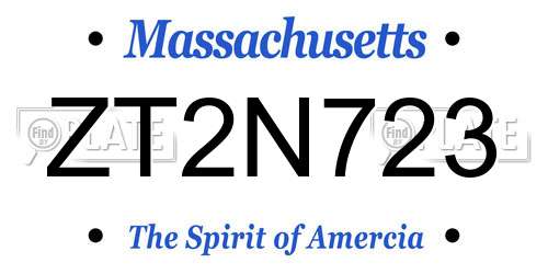 ZT2N723 Massachusetts License Plate