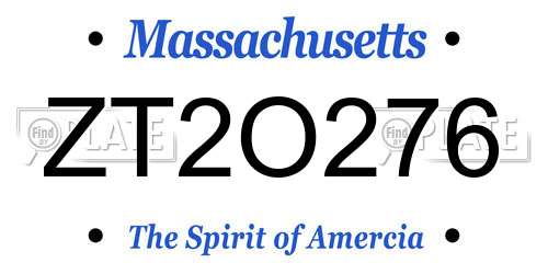 ZT2O276 Massachusetts License Plate