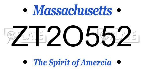 ZT2O552 Massachusetts License Plate