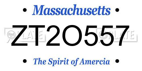 ZT2O557 Massachusetts License Plate