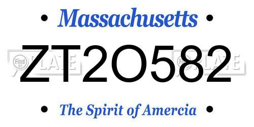 ZT2O582 Massachusetts License Plate