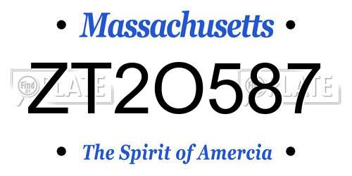 ZT2O587 Massachusetts License Plate