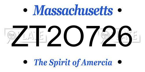 ZT2O726 Massachusetts License Plate