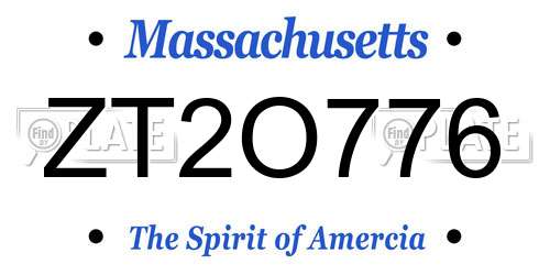 ZT2O776 Massachusetts License Plate