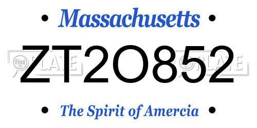 ZT2O852 Massachusetts License Plate
