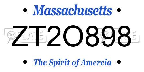 ZT2O898 Massachusetts License Plate