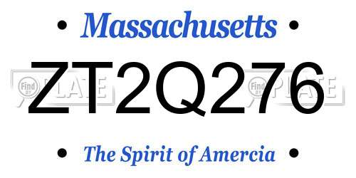 ZT2Q276 Massachusetts License Plate