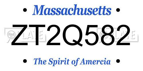 ZT2Q582 Massachusetts License Plate