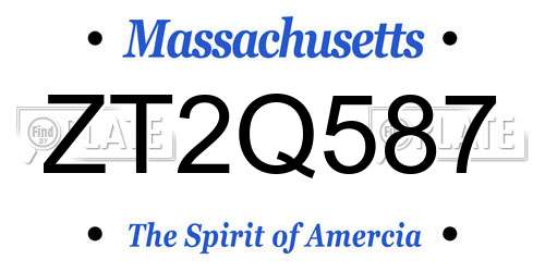 ZT2Q587 Massachusetts License Plate