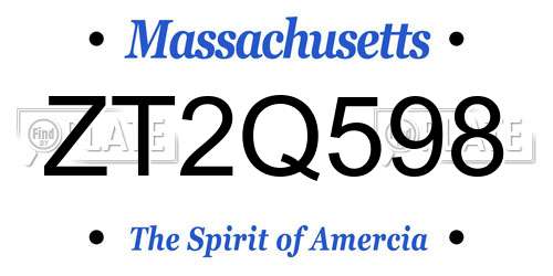 ZT2Q598 Massachusetts License Plate